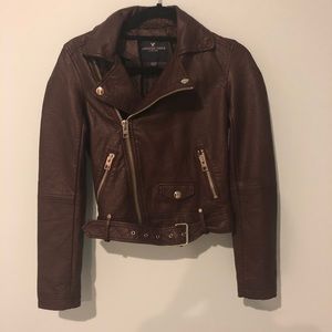 NWOT Purple/Brown Leather Motorcycle Jacket